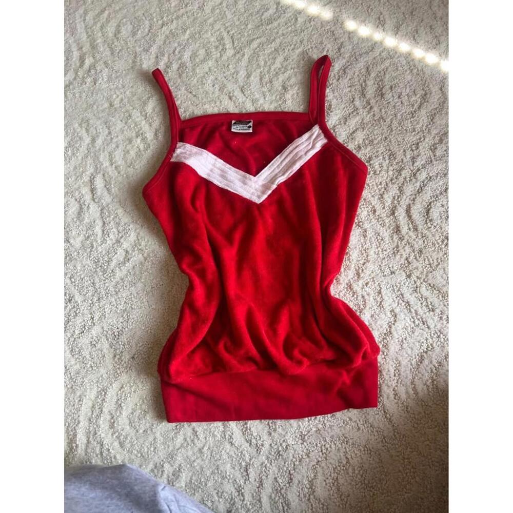 Vintage 70s Woolco Red Terrycloth Tank–Made in Singapore (L)